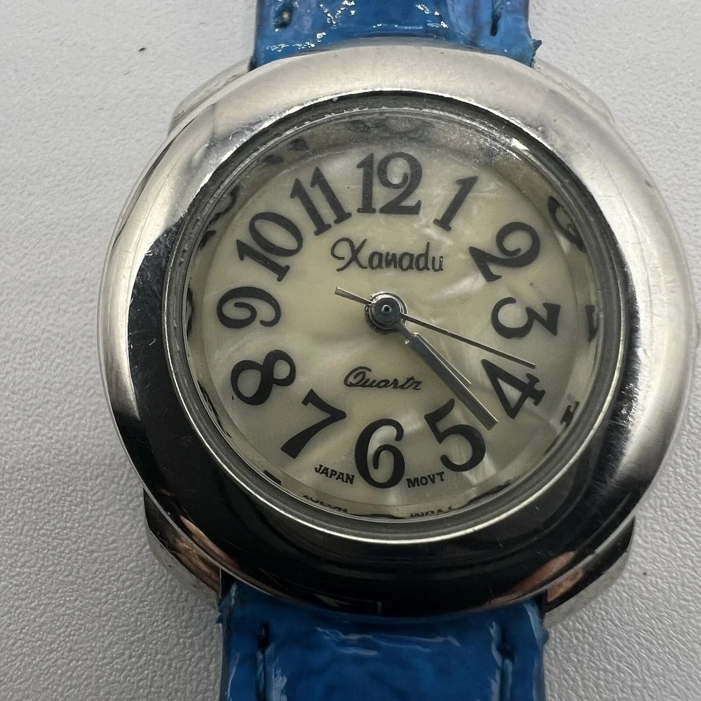 Xanadu Unisex Quartz Watch Blue‎ Genuine Leather Band Vintage Grannycore Fashion